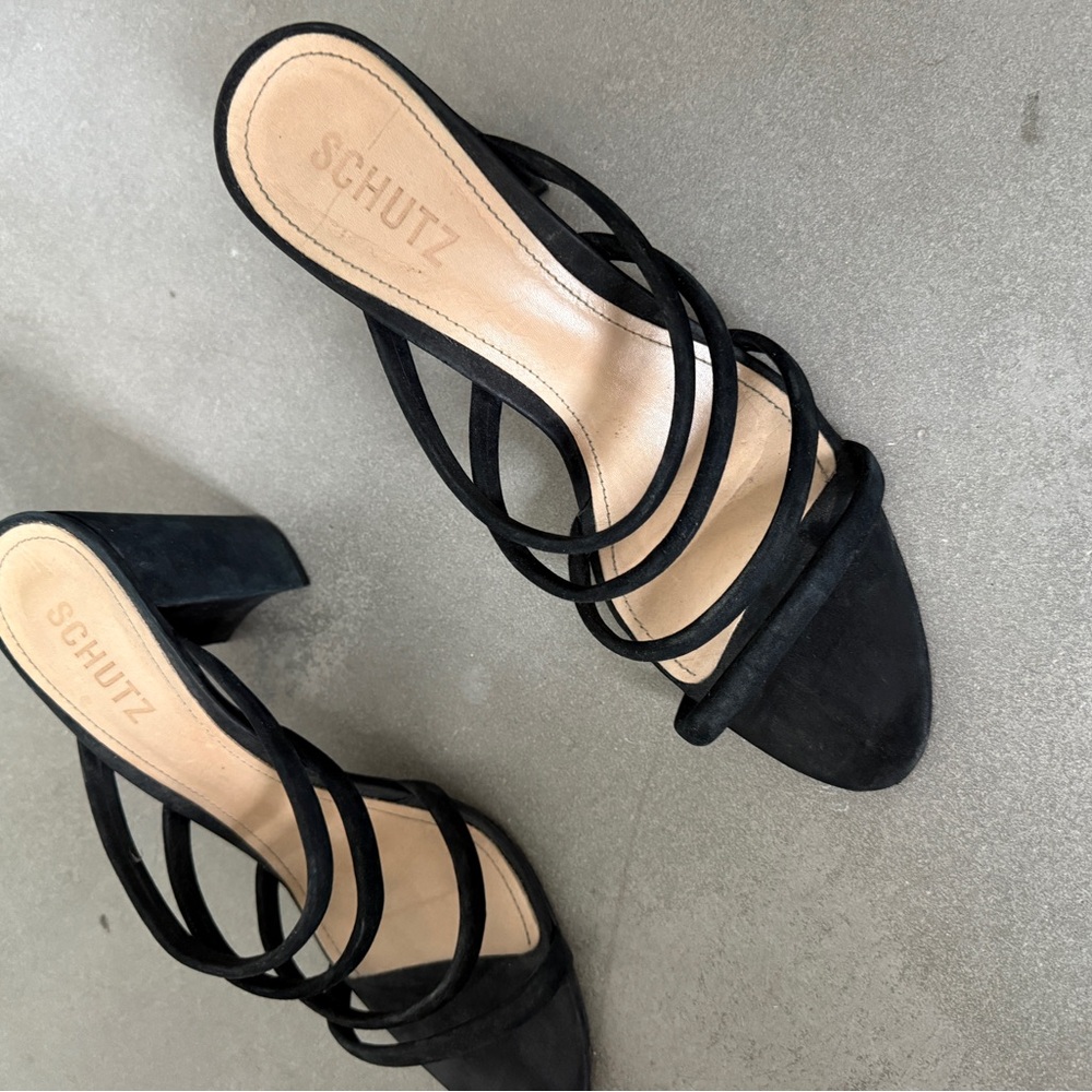 Schutz Black Strappy Women's Heels